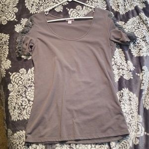 Gray Lace Detail Top